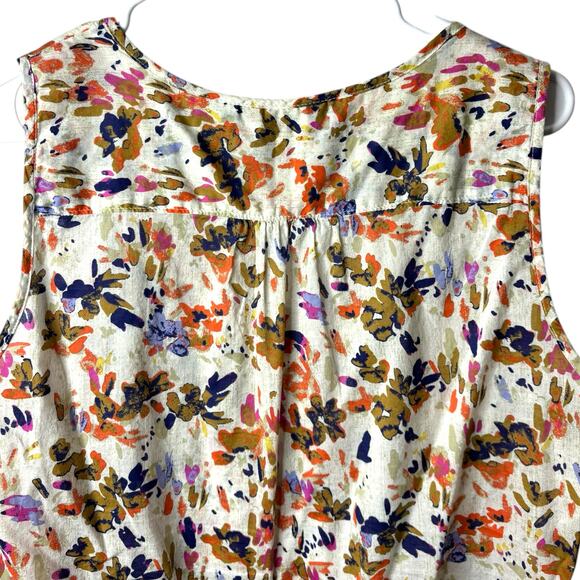 Eddie Bauer Abstract Floral Sleeveless Blouse Top Women's Large Summer Spring - Picture 3 of 7